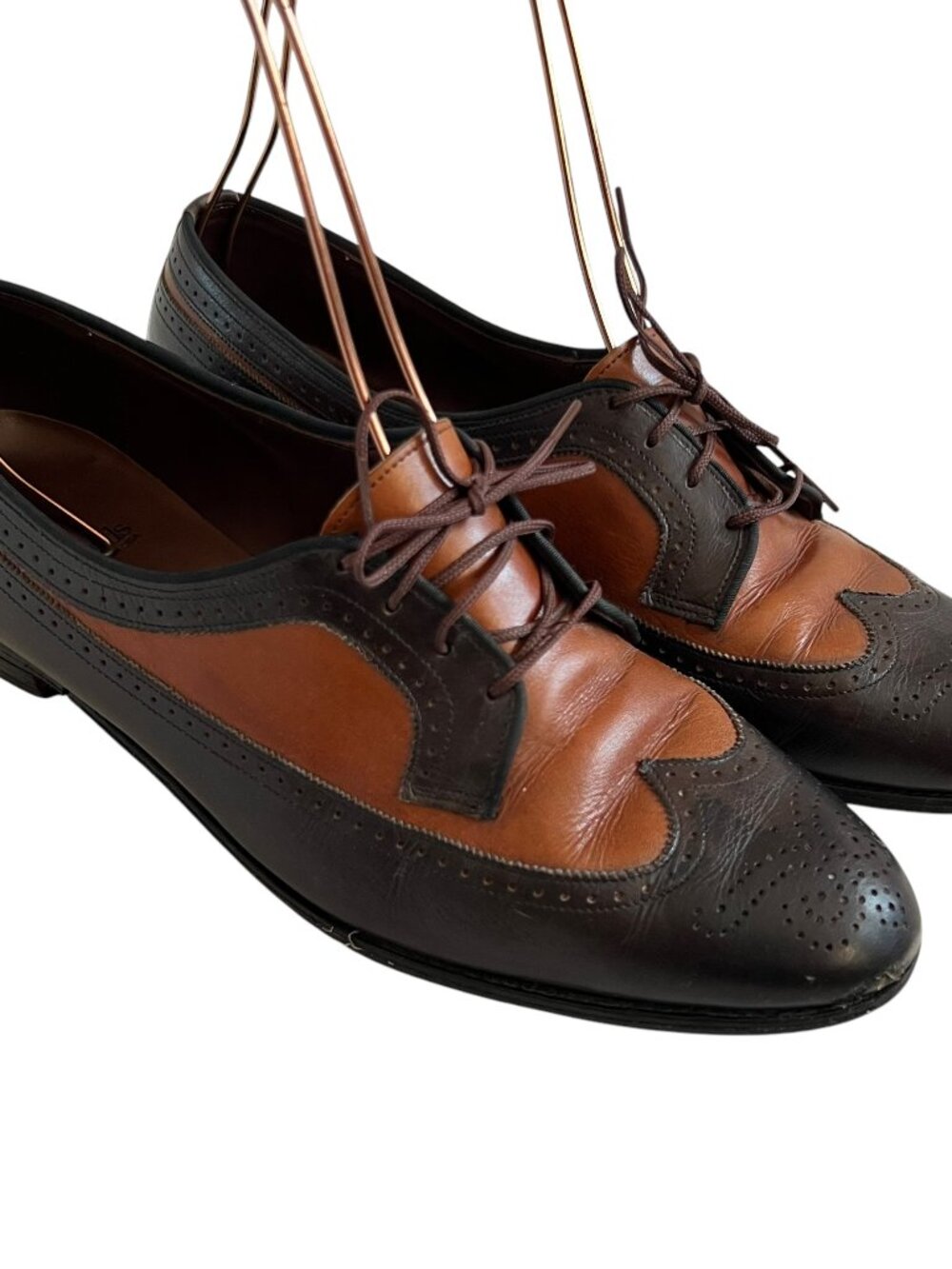 Allen Edmonds wingtip shoes Amherst womens US 10 B two tone brown leather brogue